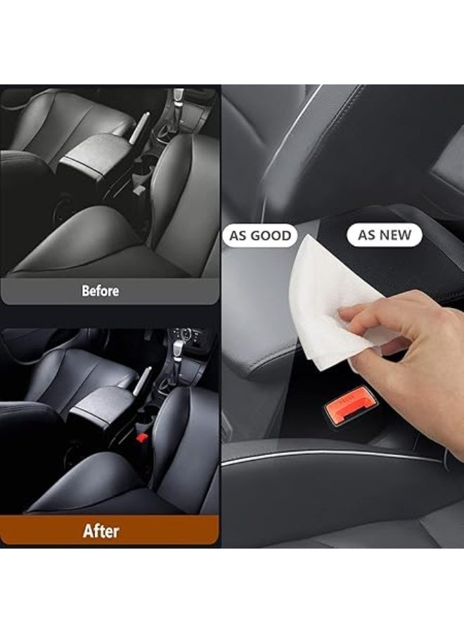 مناديل تنظيف الجلد، 80 منديل، تحافظ على نظافته وصحته، سهلة الاستخدام، تنظيف لوحة القيادة والمقاعد، سريعة الجفاف، تحمي من التشقق والتلف، مناسبة لأحذية وأثاث السيارات - Image 2